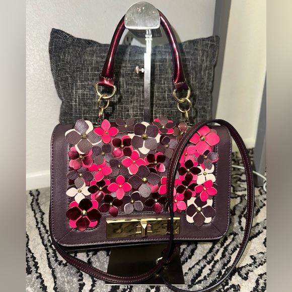 ALDO  Floral Embellished Handbag - PINK and BURGUNDY - Picture 1 of 12